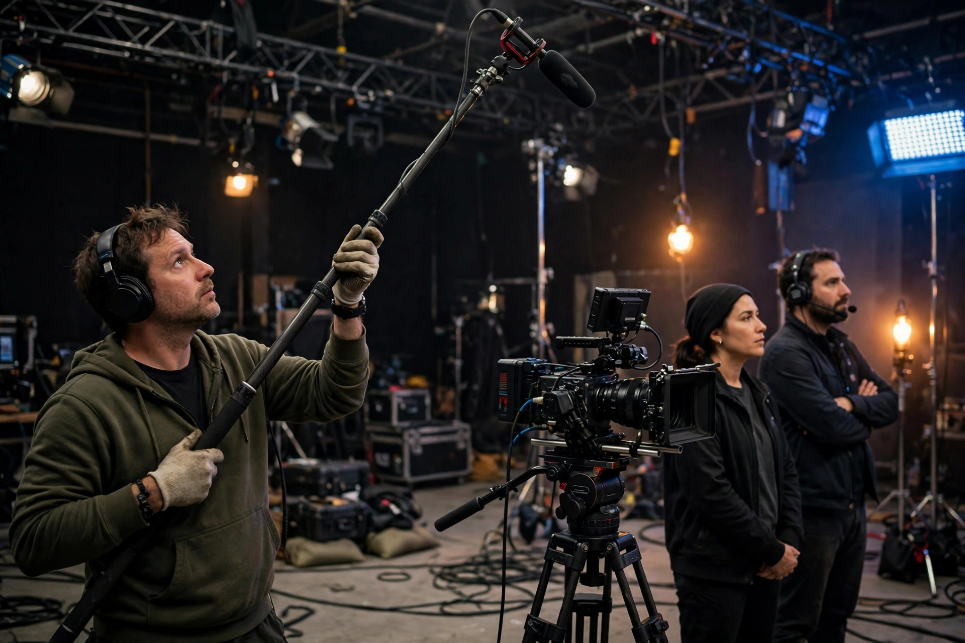 el set detenido en silencio, imagen natural sin poses